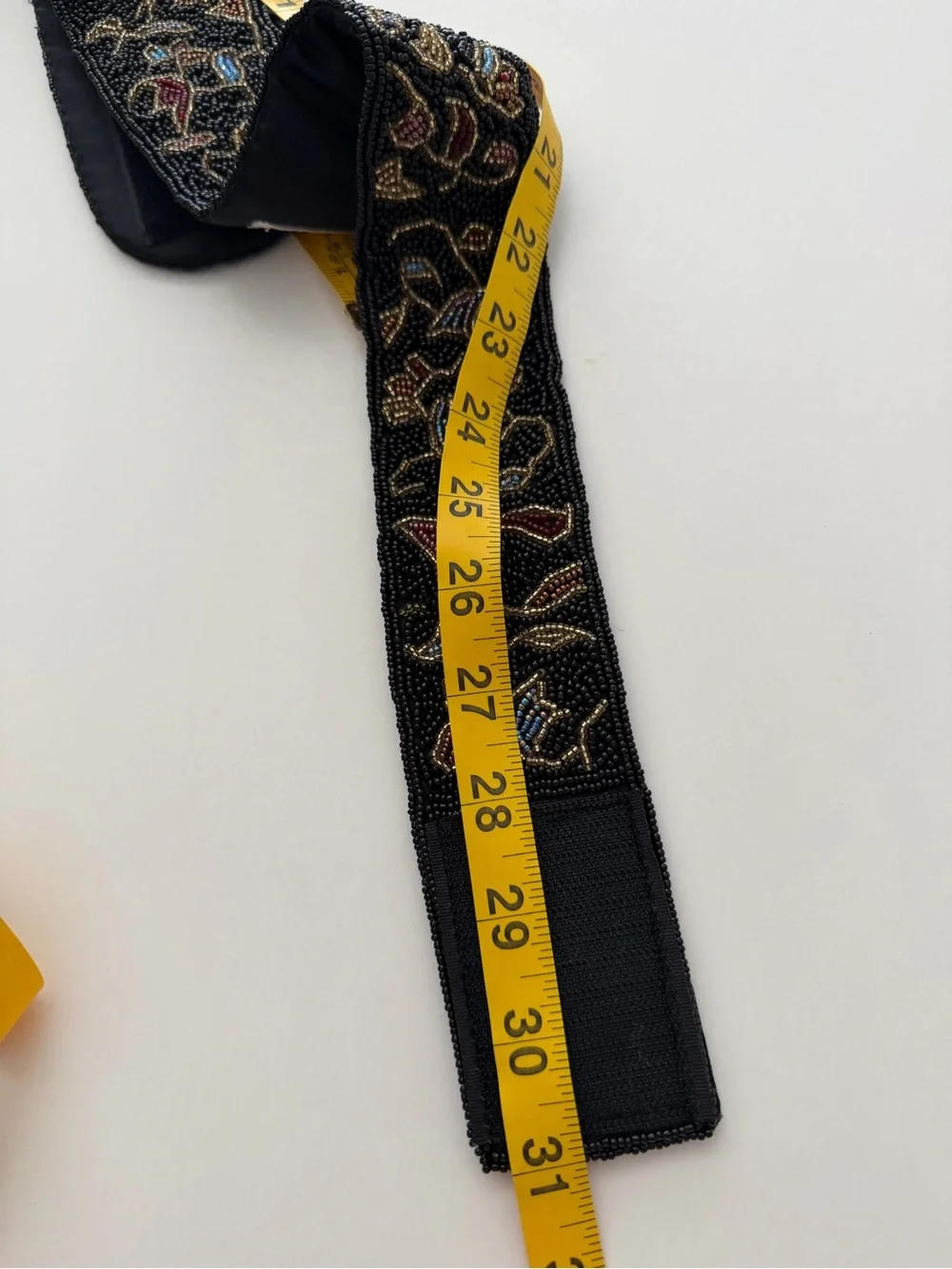 VINTAGE Christian Dior Black Embroidered Waist Belt Multicolor Floral Accents